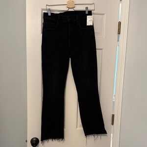 NWT MOTHER Women's Black Straight Leg Jeans